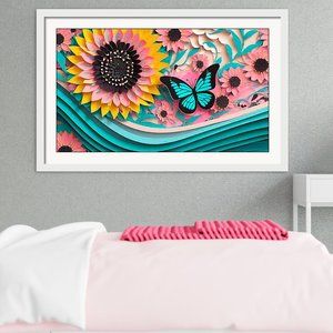 Sunflower Wall Art | Sunflower Art Print | 16"x9" UNFRAMED